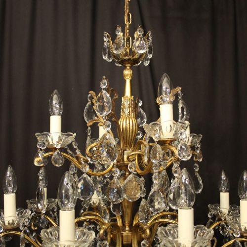 ITALIAN 12 LIGHT GILDED BRONZE DOUBLE TIERED CHANDELIER - ADDITIONAL PHOTO 2