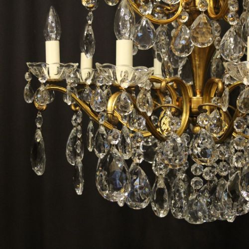 ITALIAN 12 LIGHT GILDED BRONZE DOUBLE TIERED CHANDELIER - ADDITIONAL PHOTO 4