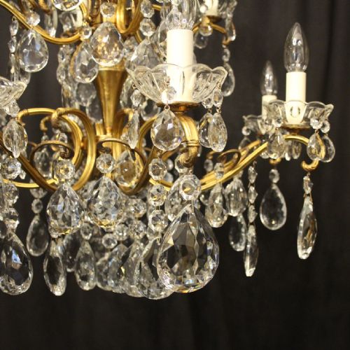 ITALIAN 12 LIGHT GILDED BRONZE DOUBLE TIERED CHANDELIER - ADDITIONAL PHOTO 5