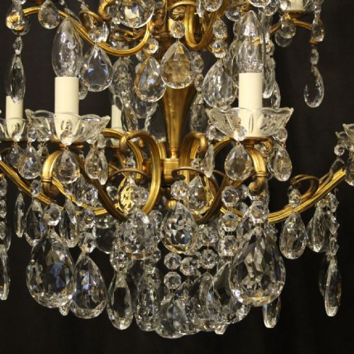 ITALIAN 12 LIGHT GILDED BRONZE DOUBLE TIERED CHANDELIER - ADDITIONAL PHOTO 6