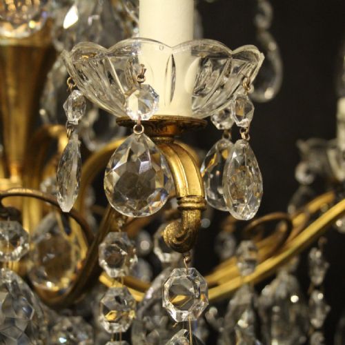 ITALIAN 12 LIGHT GILDED BRONZE DOUBLE TIERED CHANDELIER - ADDITIONAL PHOTO 8