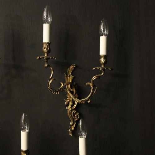 FRENCH SET OF 4 GILDED ANTIQUE WALL SCONCES - ADDITIONAL PHOTO 2