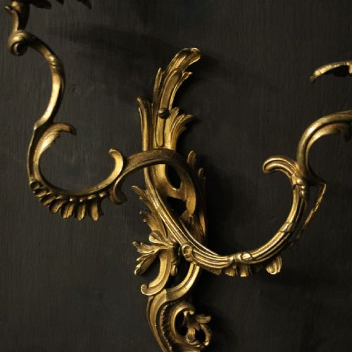 FRENCH SET OF 4 GILDED ANTIQUE WALL SCONCES - ADDITIONAL PHOTO 3