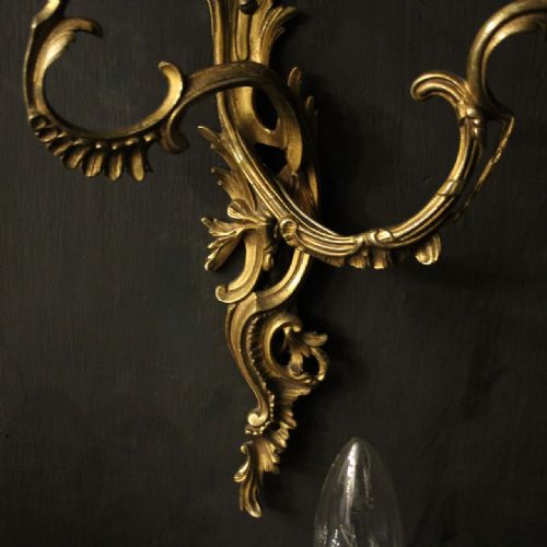 FRENCH SET OF 4 GILDED ANTIQUE WALL SCONCES - ADDITIONAL PHOTO 4