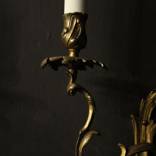 FRENCH SET OF 4 GILDED ANTIQUE WALL SCONCES - ADDITIONAL PHOTO 5