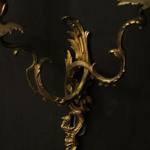 FRENCH SET OF 4 GILDED ANTIQUE WALL SCONCES - ADDITIONAL PHOTO 6