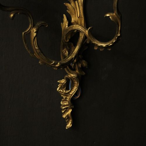 FRENCH SET OF 4 GILDED ANTIQUE WALL SCONCES - ADDITIONAL PHOTO 7
