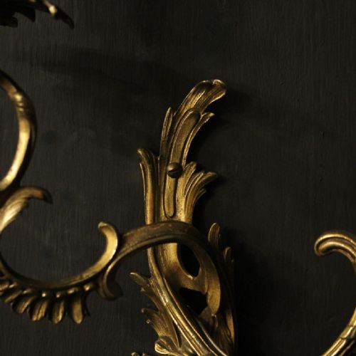 FRENCH SET OF 4 GILDED ANTIQUE WALL SCONCES - ADDITIONAL PHOTO 8