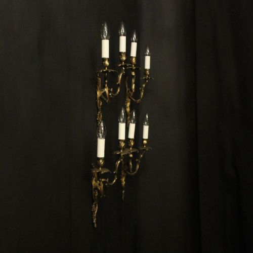 FRENCH SET OF 4 GILDED ANTIQUE WALL SCONCES - ADDITIONAL PHOTO 9
