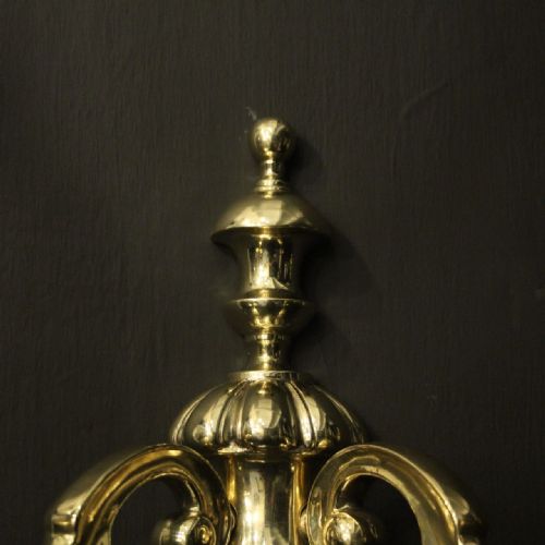 ENGLISH PAIR OF BRASS TWIN ARM ANTIQUE WALL LIGHTS - ADDITIONAL PHOTO 6