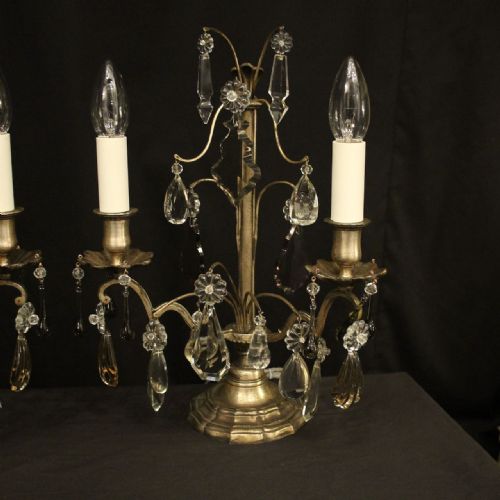 FRENCH PAIR OF SILVERED TWIN LIGHT ANTIQUE CANDELABRA - ADDITIONAL PHOTO 1