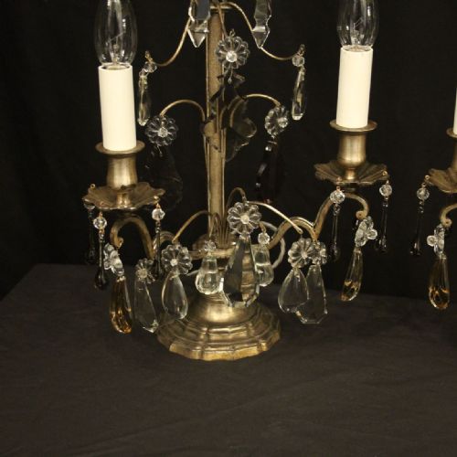 FRENCH PAIR OF SILVERED TWIN LIGHT ANTIQUE CANDELABRA - ADDITIONAL PHOTO 2