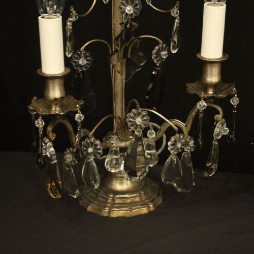 FRENCH PAIR OF SILVERED TWIN LIGHT ANTIQUE CANDELABRA - ADDITIONAL PHOTO 3