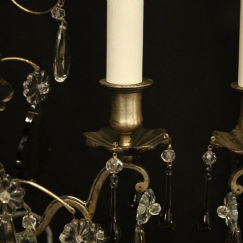 FRENCH PAIR OF SILVERED TWIN LIGHT ANTIQUE CANDELABRA - ADDITIONAL PHOTO 7