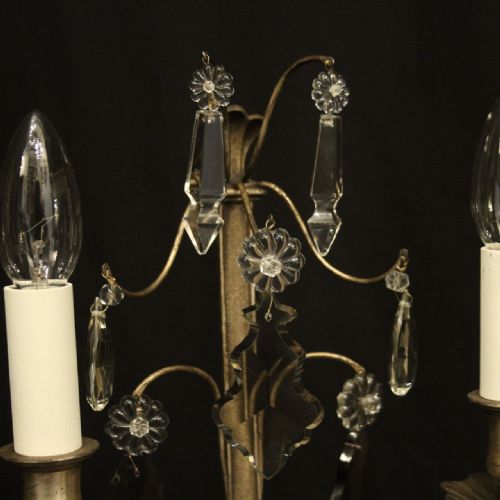 FRENCH PAIR OF SILVERED TWIN LIGHT ANTIQUE CANDELABRA - ADDITIONAL PHOTO 9