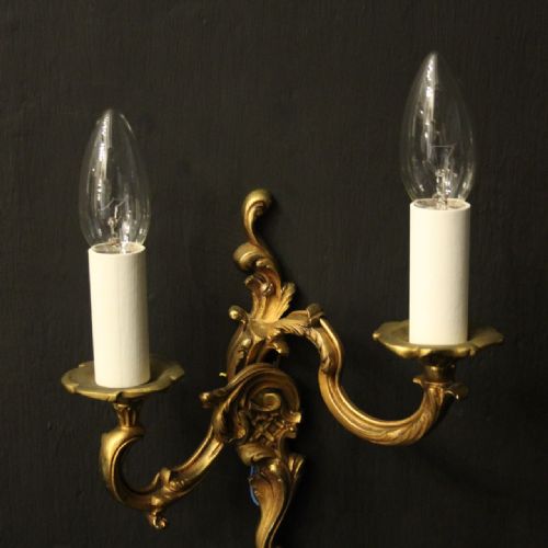 FRENCH PAIR OF GILDED BRONZE ANTIQUE WALL LIGHTS - ADDITIONAL PHOTO 2