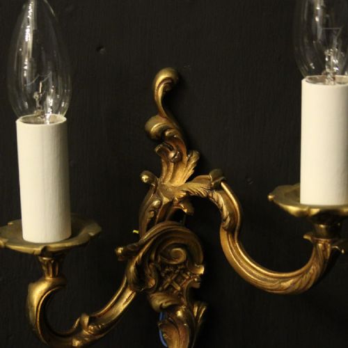 FRENCH PAIR OF GILDED BRONZE ANTIQUE WALL LIGHTS - ADDITIONAL PHOTO 4