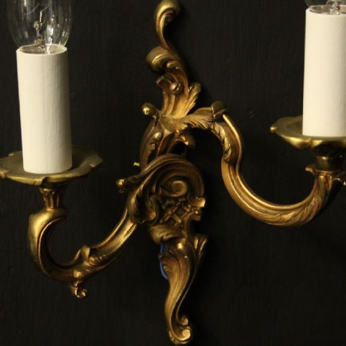 FRENCH PAIR OF GILDED BRONZE ANTIQUE WALL LIGHTS - ADDITIONAL PHOTO 5