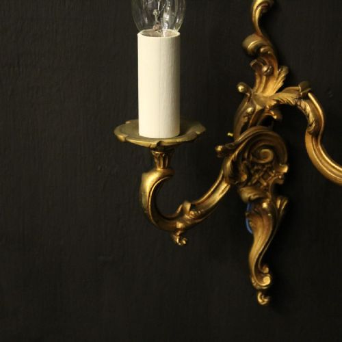 FRENCH PAIR OF GILDED BRONZE ANTIQUE WALL LIGHTS - ADDITIONAL PHOTO 6