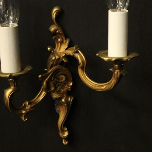 FRENCH PAIR OF GILDED BRONZE ANTIQUE WALL LIGHTS - ADDITIONAL PHOTO 8