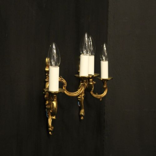 FRENCH PAIR OF GILDED BRONZE ANTIQUE WALL LIGHTS - ADDITIONAL PHOTO 9