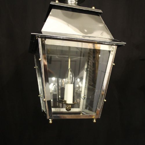 FRENCH PAIR OF STEEL BRASS TWIN LIGHT LANTERNS - ADDITIONAL PHOTO 2