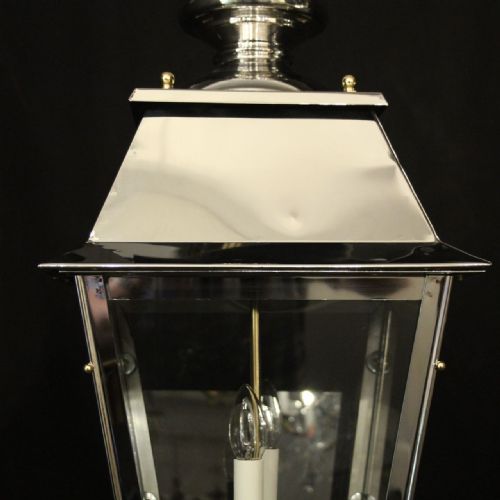 FRENCH PAIR OF STEEL BRASS TWIN LIGHT LANTERNS - ADDITIONAL PHOTO 3