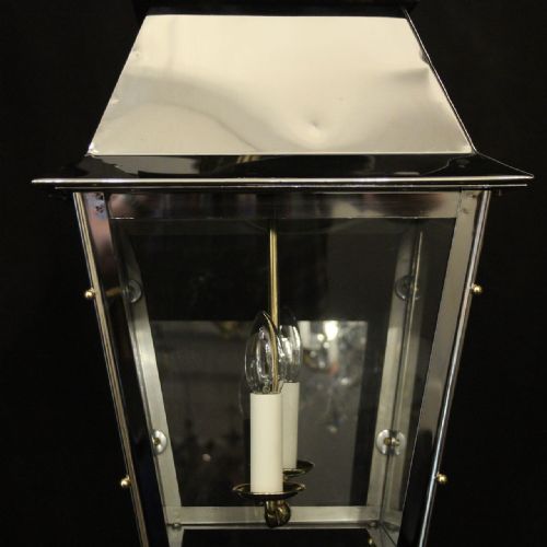 FRENCH PAIR OF STEEL BRASS TWIN LIGHT LANTERNS - ADDITIONAL PHOTO 4