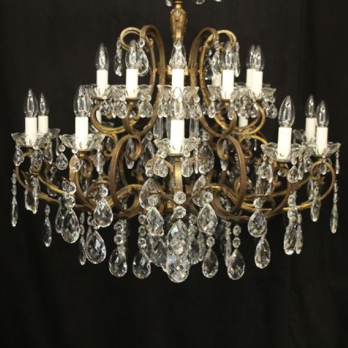 ITALIAN LARGE GILDED BRONZE 21 LIGHT ANTIQUE CHANDELIER - ADDITIONAL PHOTO 1