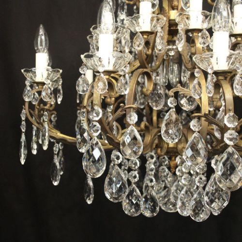ITALIAN LARGE GILDED BRONZE 21 LIGHT ANTIQUE CHANDELIER - ADDITIONAL PHOTO 5