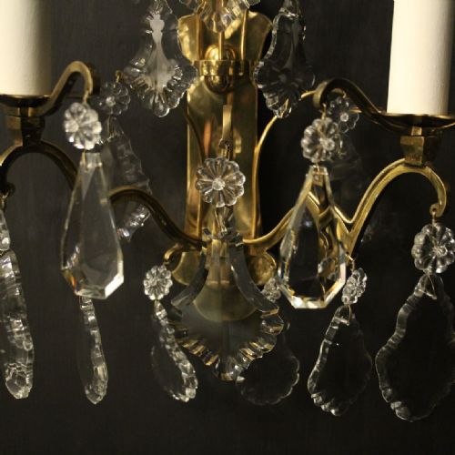 FRENCH GILDED CRYSTAL TWIN ARM WALL LIGHTS - ADDITIONAL PHOTO 4