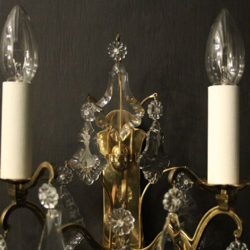 FRENCH GILDED CRYSTAL TWIN ARM WALL LIGHTS - ADDITIONAL PHOTO 5
