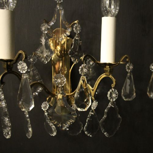 FRENCH GILDED CRYSTAL TWIN ARM WALL LIGHTS - ADDITIONAL PHOTO 6