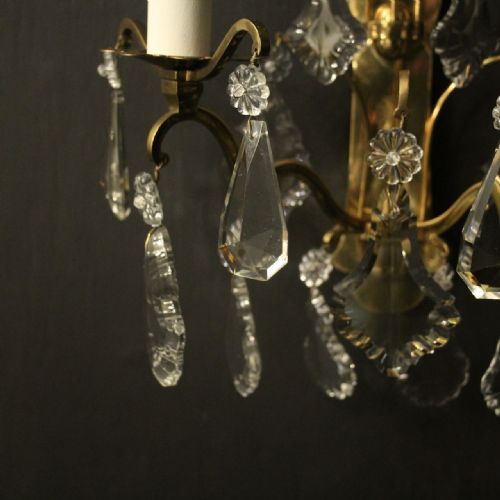FRENCH GILDED CRYSTAL TWIN ARM WALL LIGHTS - ADDITIONAL PHOTO 7