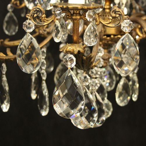 FRENCH 12 LIGHT GILDED BRONZE CRYSTAL ANTIQUE CHANDELIER - ADDITIONAL PHOTO 2