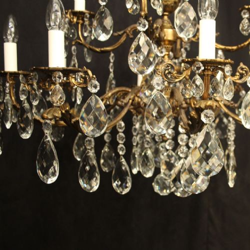FRENCH 12 LIGHT GILDED BRONZE CRYSTAL ANTIQUE CHANDELIER - ADDITIONAL PHOTO 4