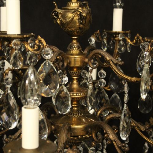 FRENCH 12 LIGHT GILDED BRONZE CRYSTAL ANTIQUE CHANDELIER - ADDITIONAL PHOTO 5