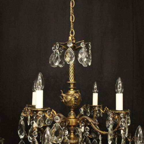 FRENCH 12 LIGHT GILDED BRONZE CRYSTAL ANTIQUE CHANDELIER - ADDITIONAL PHOTO 6