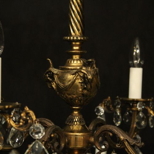 FRENCH 12 LIGHT GILDED BRONZE CRYSTAL ANTIQUE CHANDELIER - ADDITIONAL PHOTO 8