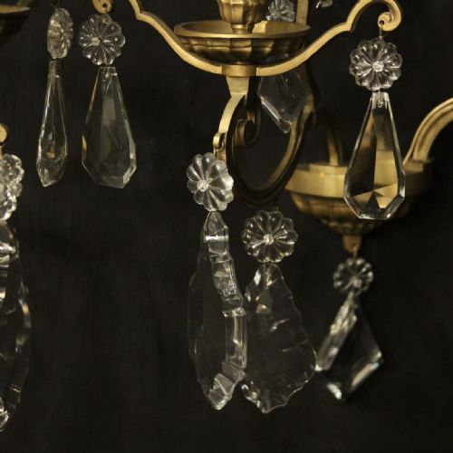 FRENCH GILDED CRYSTAL TWIN ARM ANTIQUE WALL LIGHTS - ADDITIONAL PHOTO 4