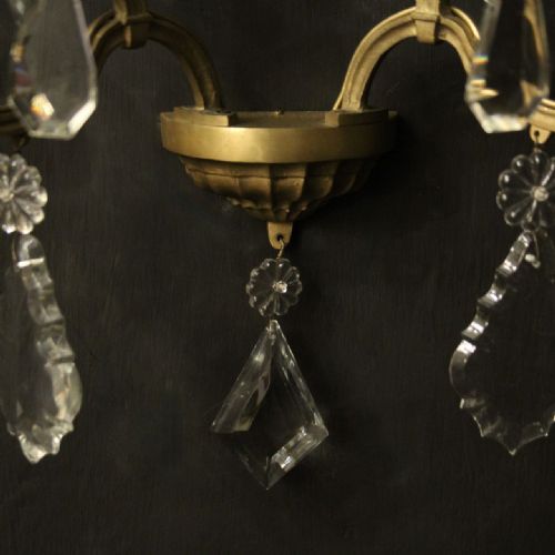 FRENCH GILDED CRYSTAL TWIN ARM ANTIQUE WALL LIGHTS - ADDITIONAL PHOTO 9