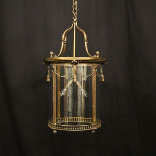 ENGLISH LATE 19TH CENTURY GILDED BRONZE ANTIQUE HALL LANTERN