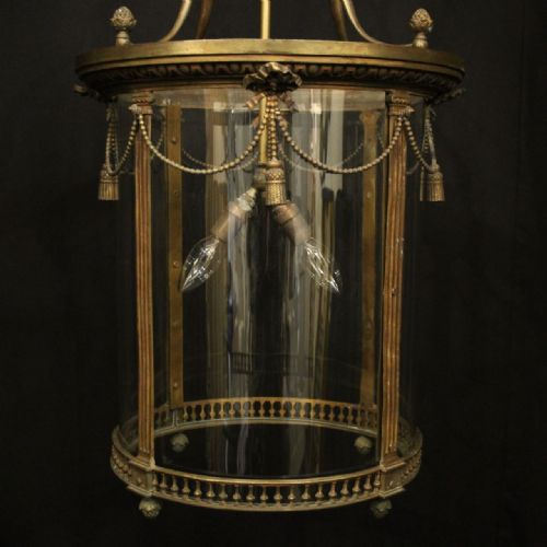 ENGLISH LATE 19TH CENTURY GILDED BRONZE ANTIQUE HALL LANTERN - ADDITIONAL PHOTO 1