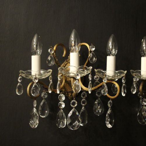 FRENCH PAIR OF GILDED TRIPLE ARM WALL LIGHTS - ADDITIONAL PHOTO 5