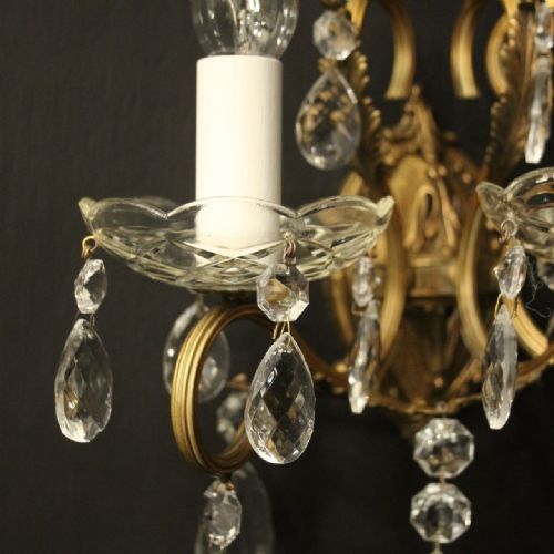 FRENCH PAIR OF GILDED TRIPLE ARM WALL LIGHTS - ADDITIONAL PHOTO 7