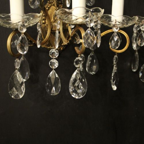 FRENCH PAIR OF GILDED TRIPLE ARM WALL LIGHTS - ADDITIONAL PHOTO 8