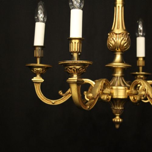 FRENCH GILDED BRONZE 6 LIGHT CHANDELIER - ADDITIONAL PHOTO 1