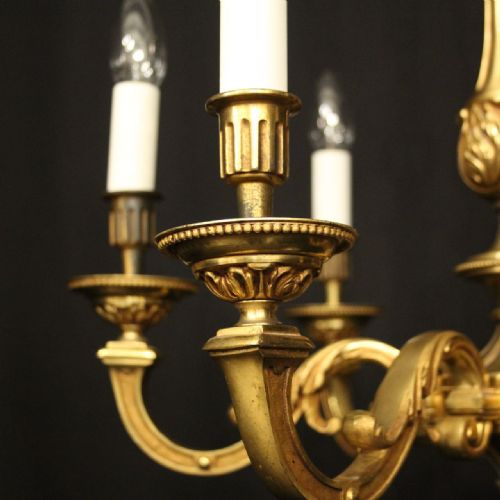 FRENCH GILDED BRONZE 6 LIGHT CHANDELIER - ADDITIONAL PHOTO 2