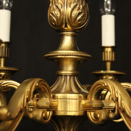 FRENCH GILDED BRONZE 6 LIGHT CHANDELIER - ADDITIONAL PHOTO 6