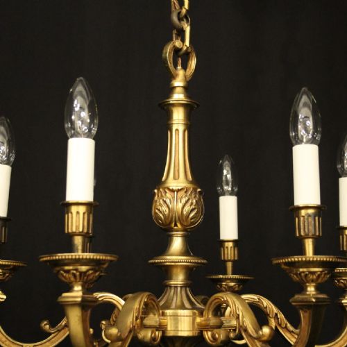 FRENCH GILDED BRONZE 6 LIGHT CHANDELIER - ADDITIONAL PHOTO 7